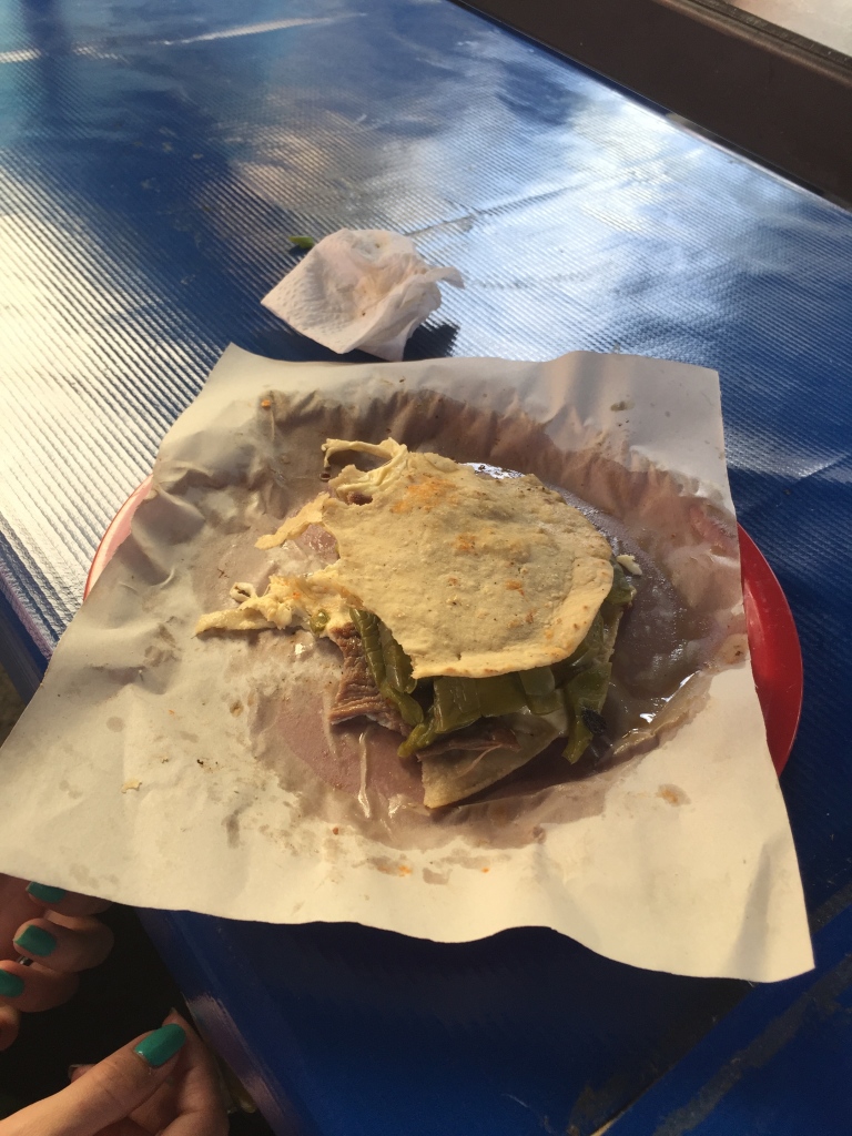 A half-eaten nopal quesadilla in Tepoztlan.