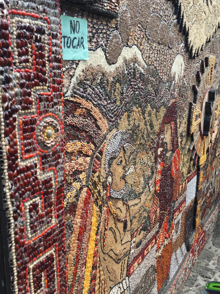 Intricate art made of seeds and beans in Tepoztlan.