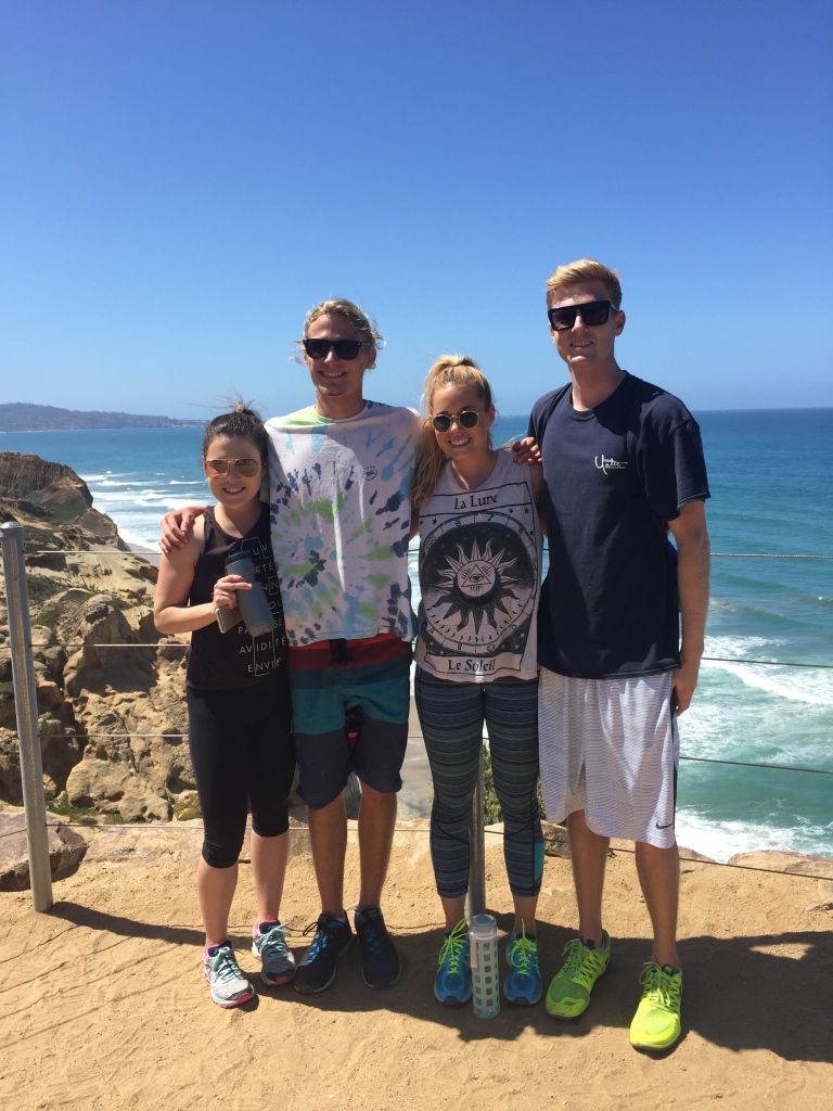 Friends hanging out at the bluffs of Torrey Pines.